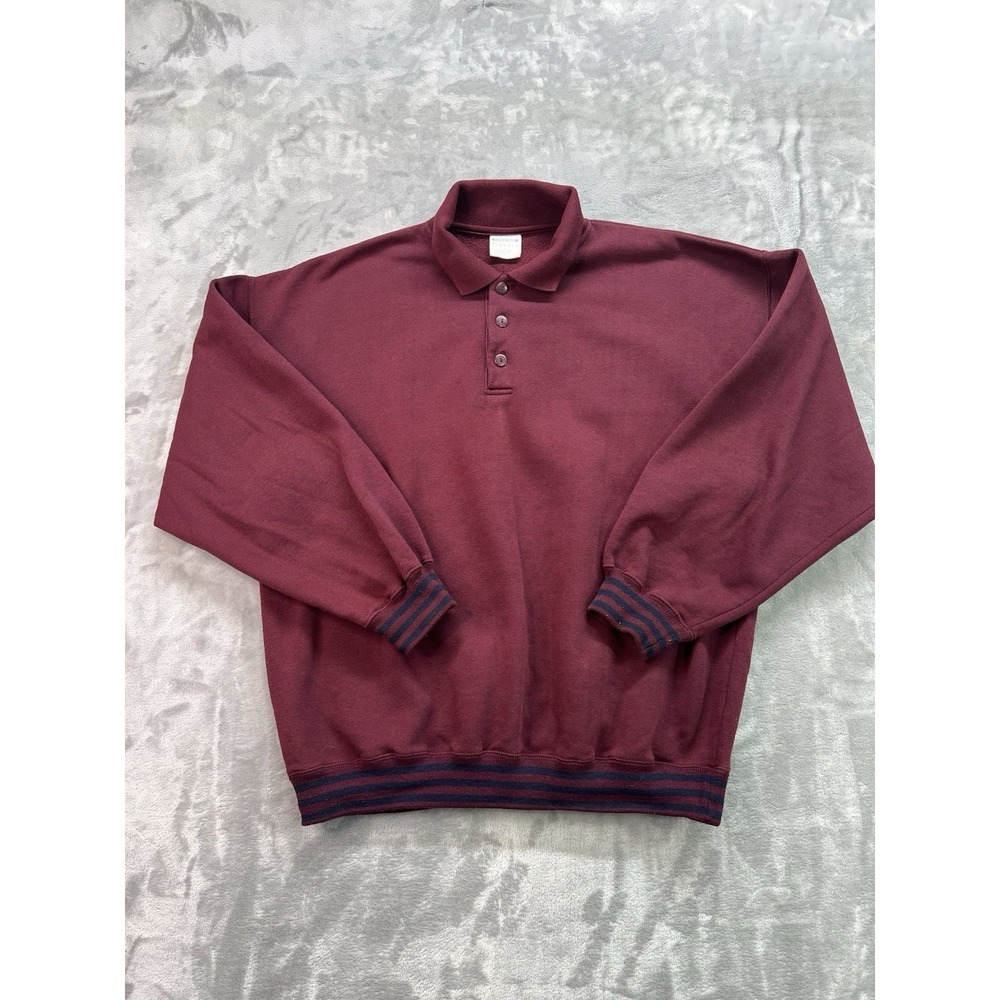 Vintage Cheetah Mervyn's Pullover Sweatshirt Large Maroon Stretch Dad Gym Beach
